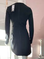 DAVID KOMA Black Tube Detail V-Neck Long Sleeve Dress - House Of Huntington