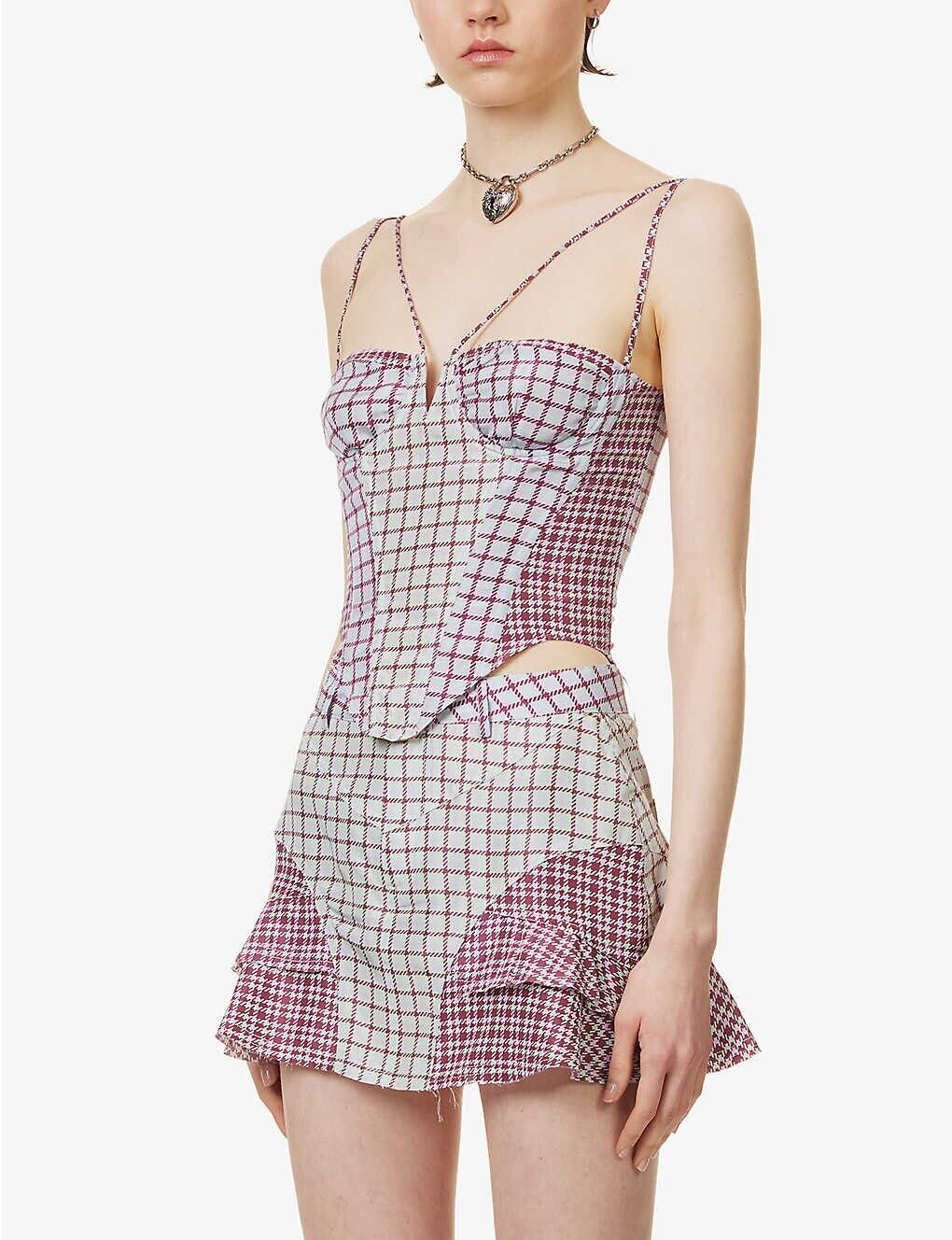 MIAOU Aphex Bristol Check Corset Grunge Core Top - House Of Huntington