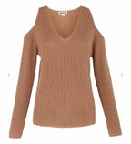 Whistles V Neck Cold Shoulder Knit Sweater Jumper - House Of Huntington
