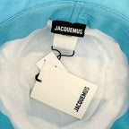 JACQUEMUS Logo Embossed Blue White Stripe Bucket Hat Le Bob Rayures