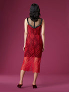 Diane Von Furstenberg DVF Red Floral Beaded Lace Dress - House Of Huntington