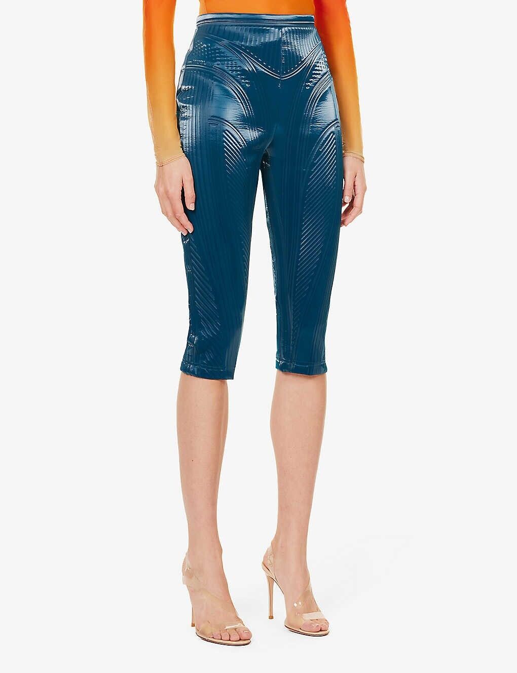 MUGLER Shell Panelled High Rise Stretch Woven Leggings