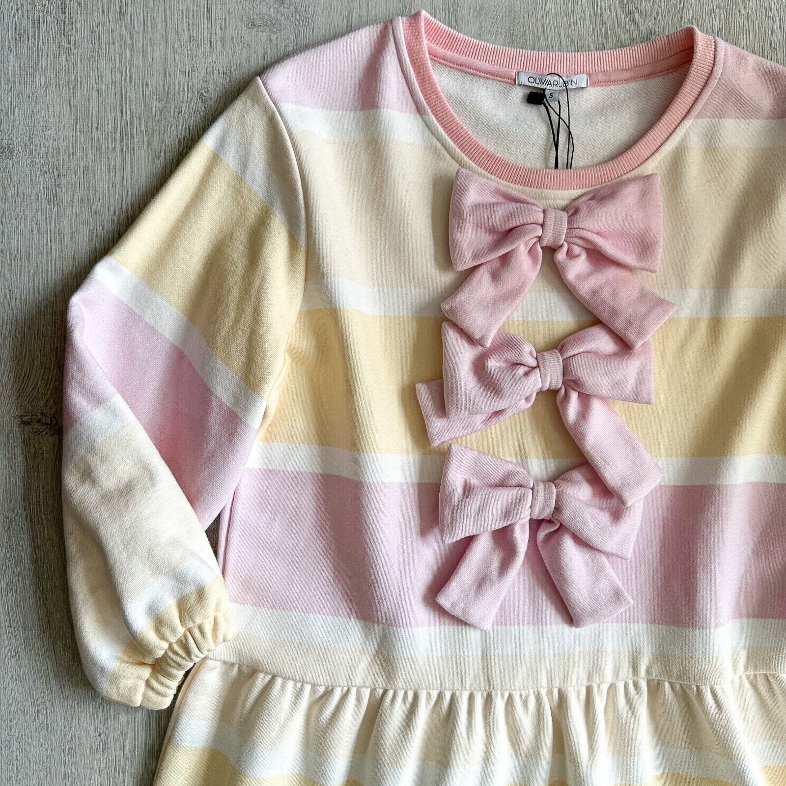 OLIVIA RUBIN Striped Pink Bow Detail Angel Coquette Aesthetic Dress - House Of Huntington