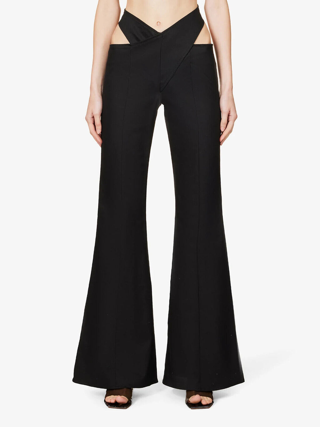 DI PETSA Black Cross Over Flared Trousers - House Of Huntington