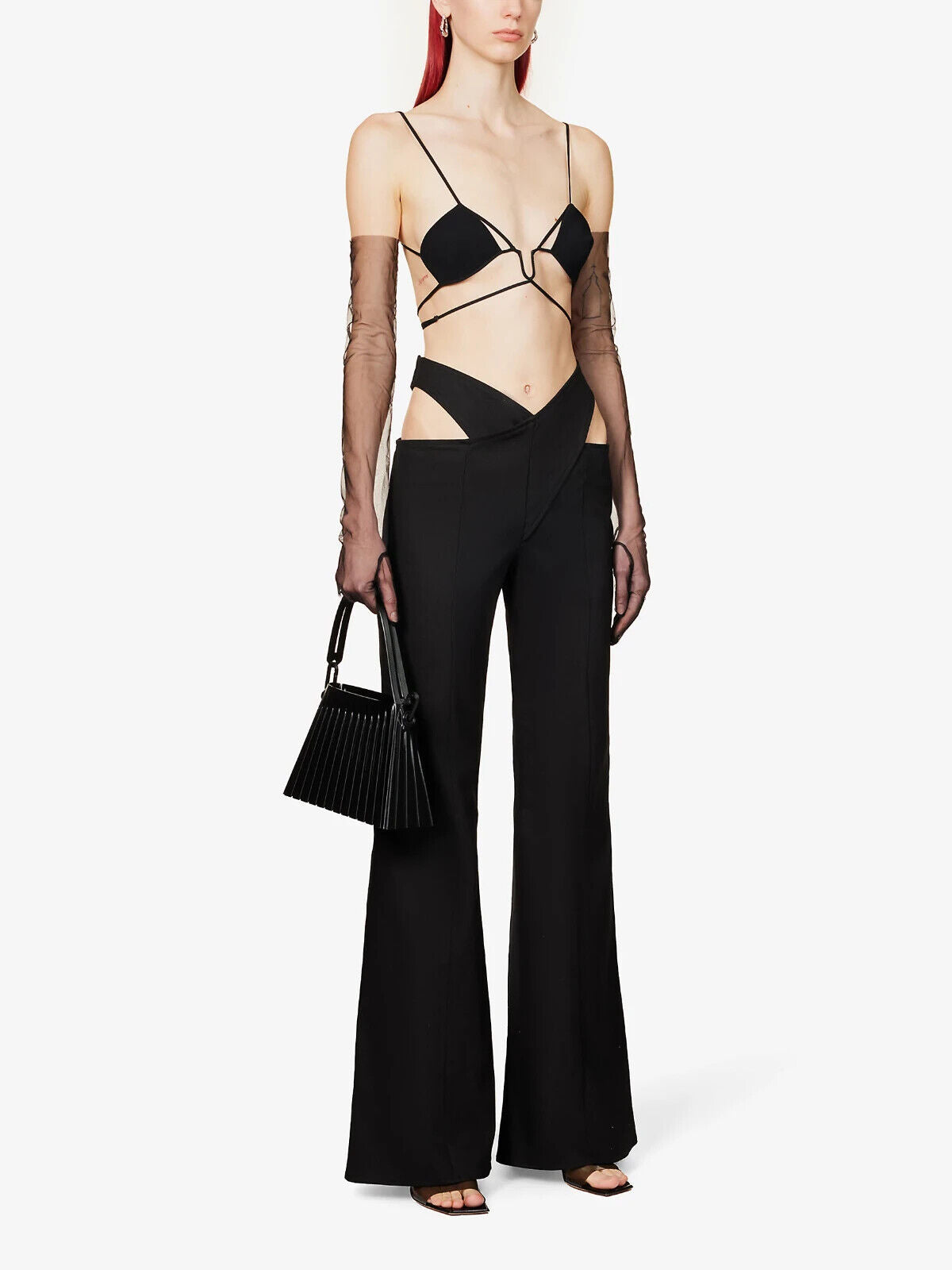 DI PETSA Black Cross Over Flared Trousers - House Of Huntington
