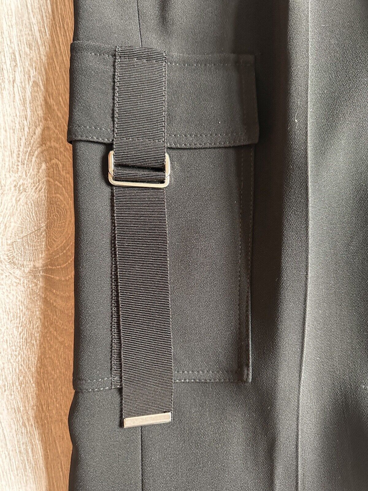 DAVID KOMA Black Cargo Pocket Detail Flared Utility Style Trousers - House Of Huntington