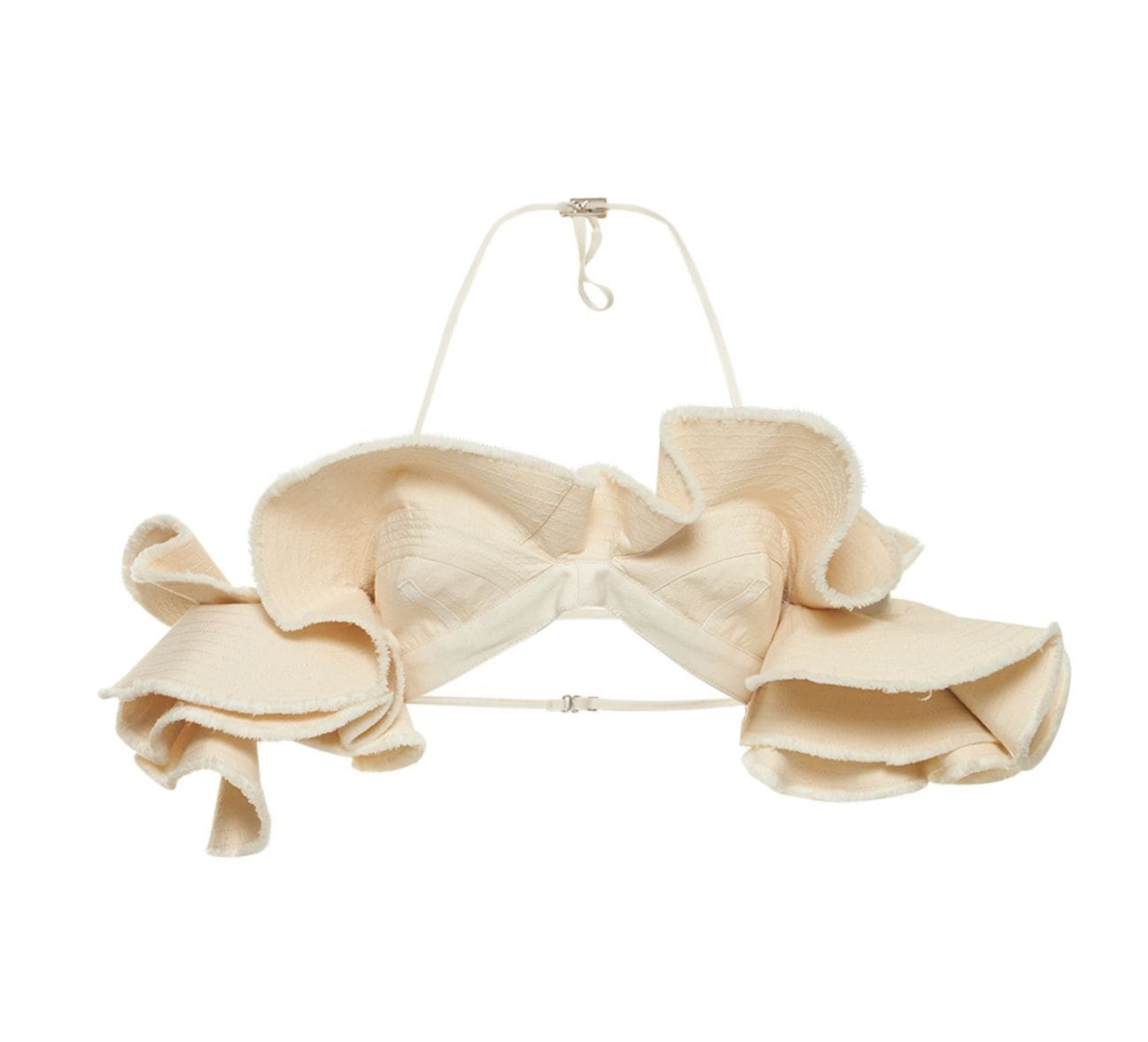 JACQUEMUS La Brassiere Artichaut Canvas Ruffle Crop Bra Top - House Of Huntington