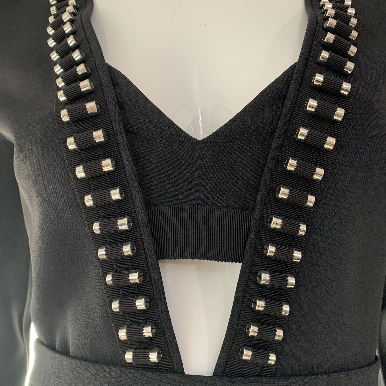 DAVID KOMA Black Tube Detail V-Neck Long Sleeve Dress - House Of Huntington