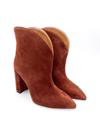 PARIS TEXAS Suede Block High Heel Pointed Toe Ankle Booties Boots - House Of Huntington