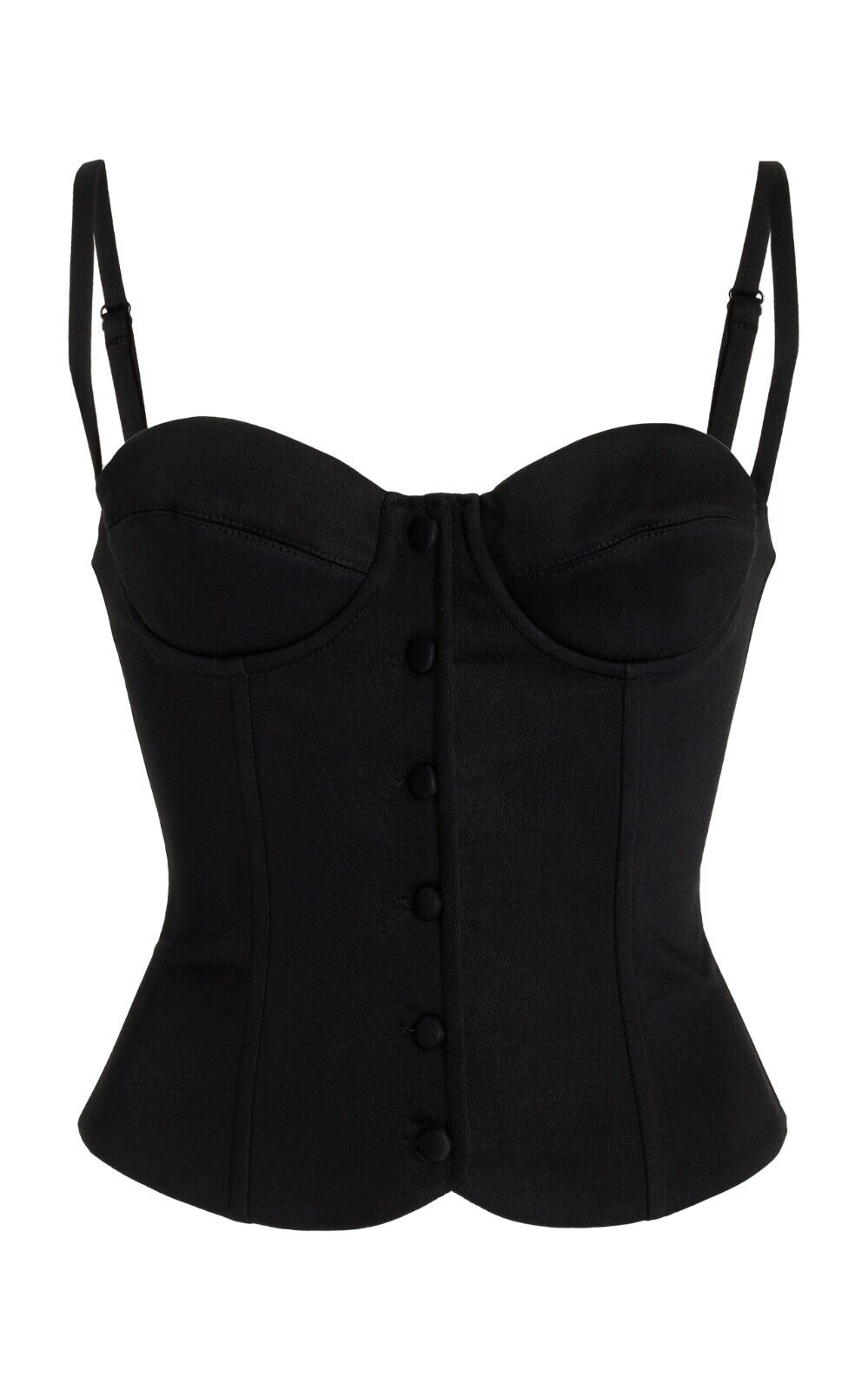 MIRROR PALAIS Black Bustier Button Sweetheart Neck Top - House Of Huntington