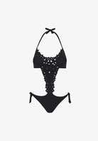 Pain De Sucre Black Trinkini Swimsuit in Tiare Lace Detail - House Of Huntington