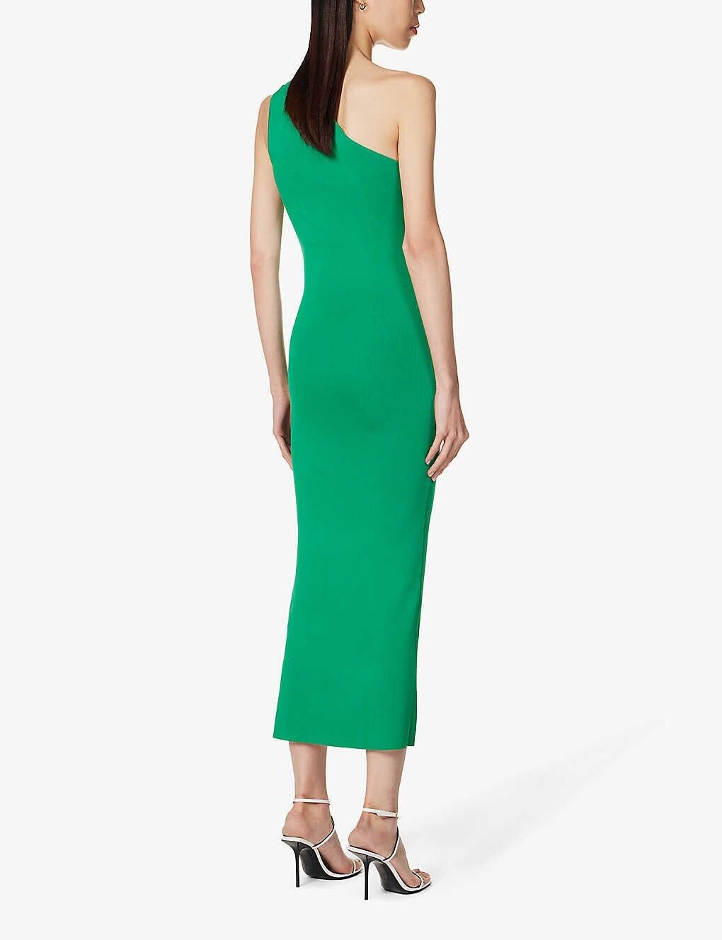MOTHER OF ALL Federica One Shoulder Stretch Woven Midi Slit Hem Dress - House Of Huntington