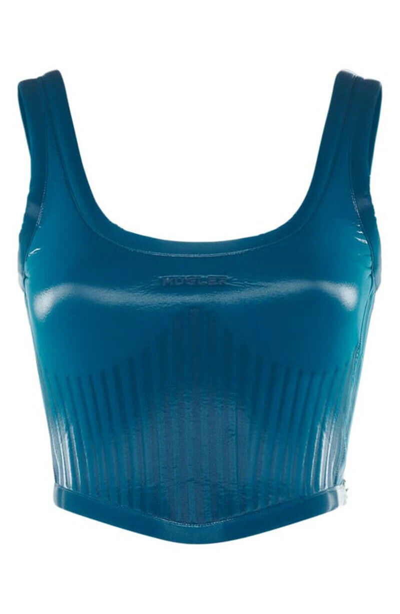 صدفة MUGLER مزينة بشعار الماركة منقوشة قابلة للتمدد