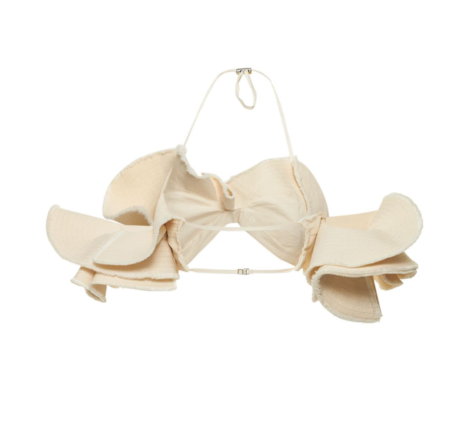 JACQUEMUS La Brassiere Artichaut Canvas Ruffle Crop Bra Top - House Of Huntington