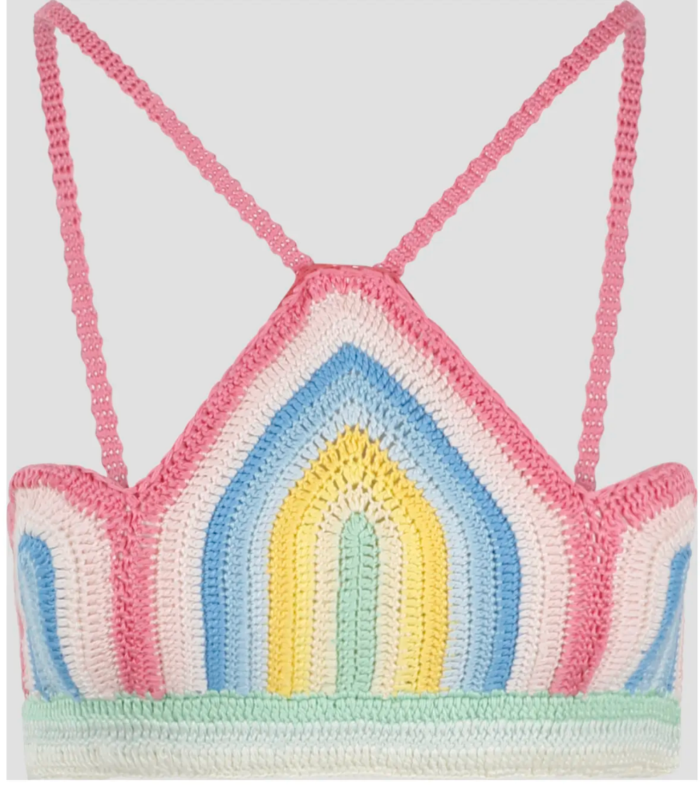 CASABLANCA Tennis Club Pastel Crochet Arch Gradient Top - House Of Huntington