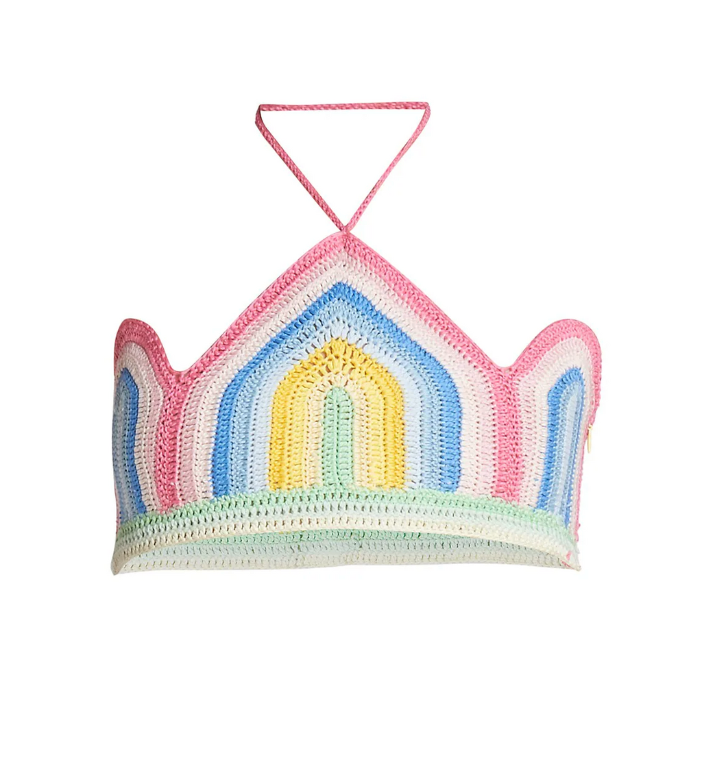 CASABLANCA Tennis Club Pastel Crochet Arch Gradient Top - House Of Huntington