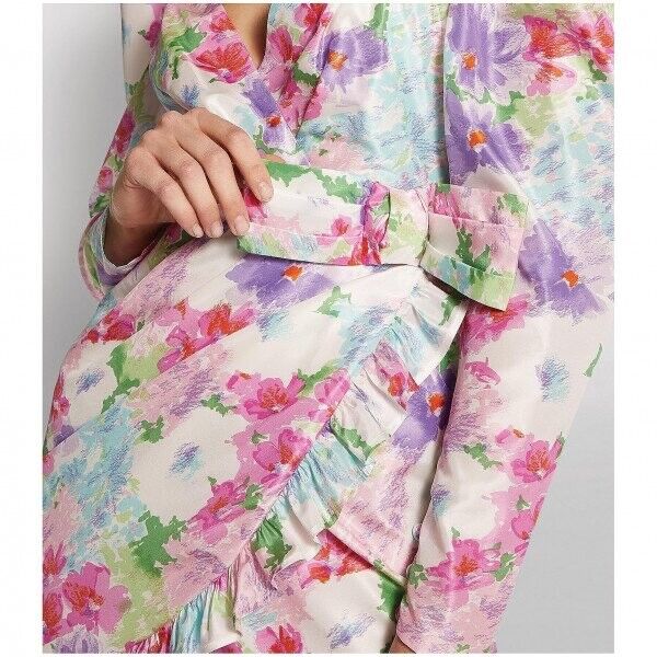 ALESSANDRA RICH Floral Print Taffeta Bow Front Ruffle Detail Mini Dress - House Of Huntington