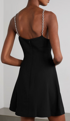 JONATHAN SIMKHAI Black Crystal Strap Cut Out Ellis Mini Dress - House Of Huntington