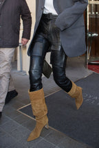Dear Frances Camel Corduroy Sleeve Millerighe Boots - House Of Huntington