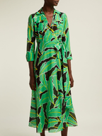 Diane Von Furstenberg DVF Wrap Dress In Windsor Floral Palm Green Print - House Of Huntington