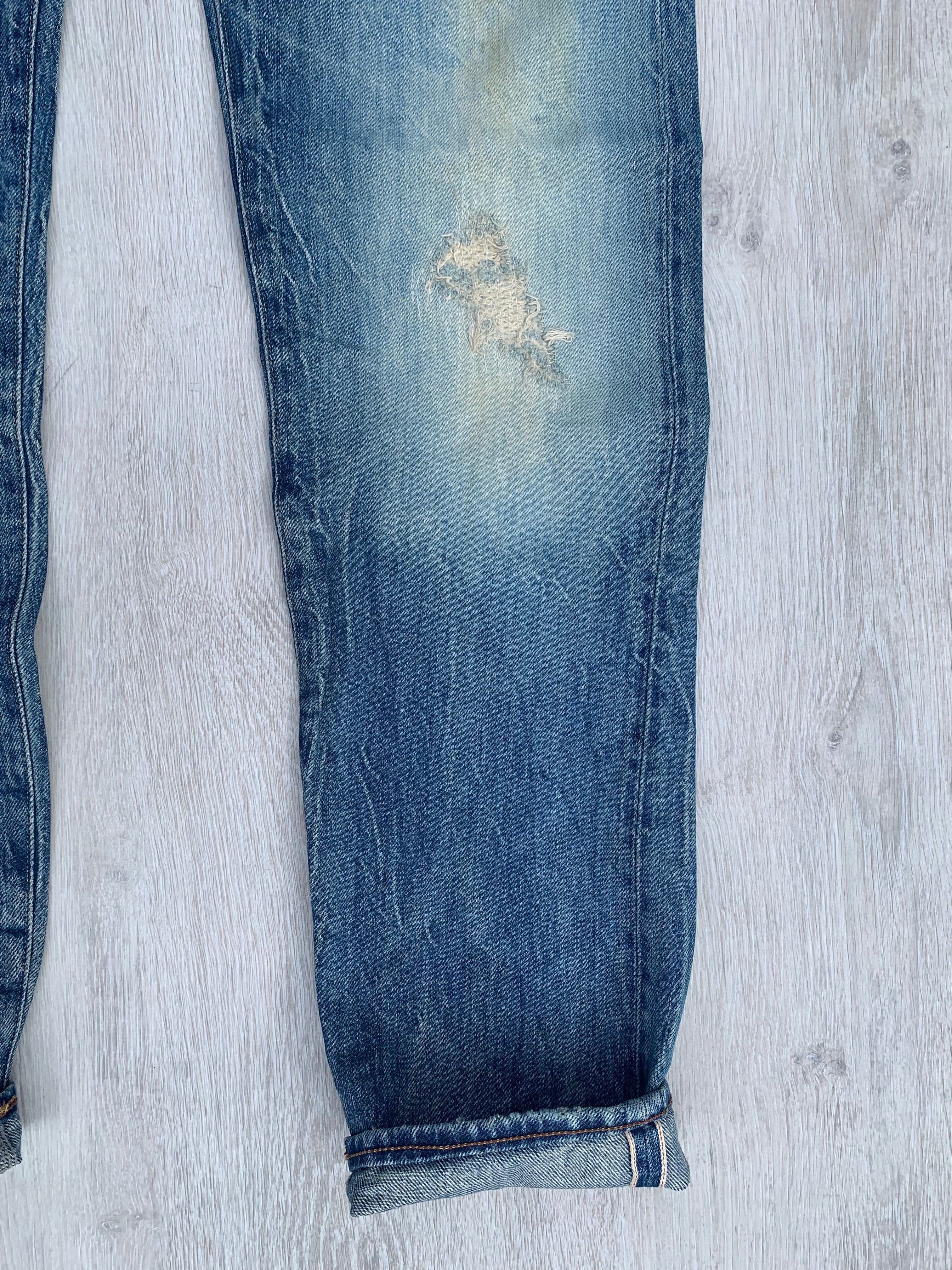 G-Star 3301 Selvedge Low Tapered Light Aged Destroy Ravage Denim Red Listing