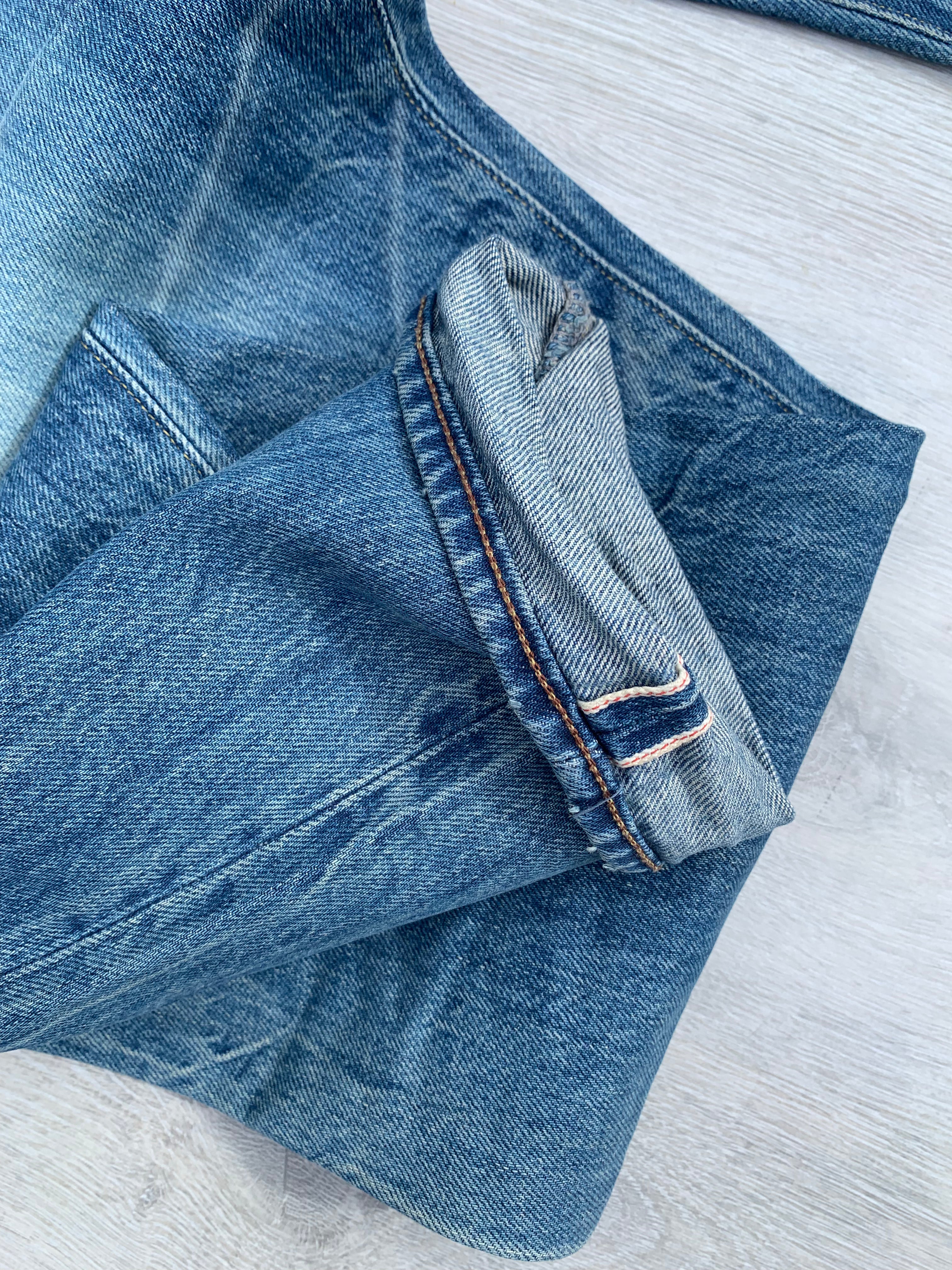 G-Star 3301 Selvedge Low Tapered Light Aged Destroy Ravage Denim Red Listing