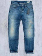 G-Star 3301 Selvedge Low Tapered Light Aged Destroy Ravage Denim Red Listing