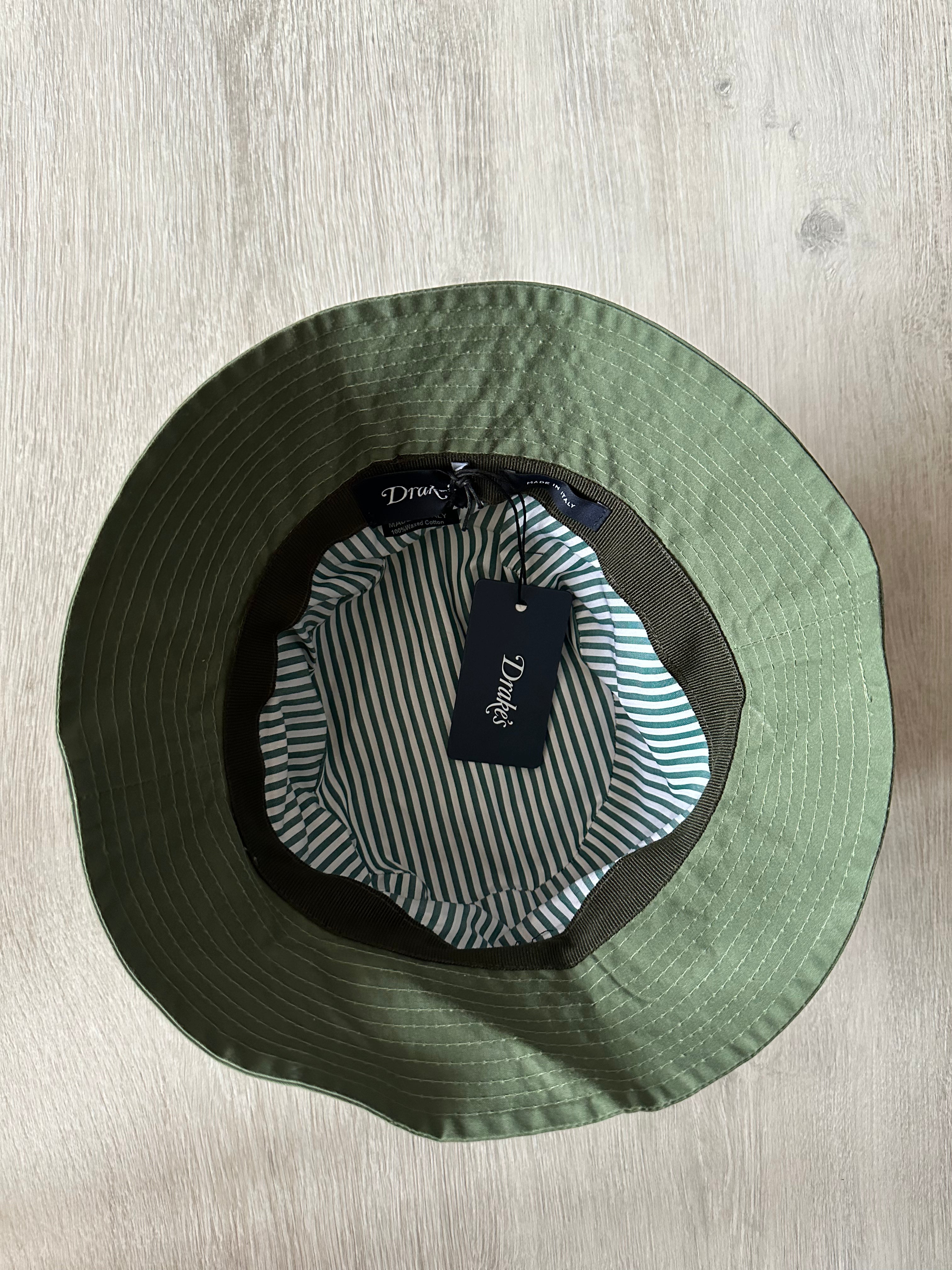 Drake's Green Waxed Cotton Bucket Hat - House Of Huntington