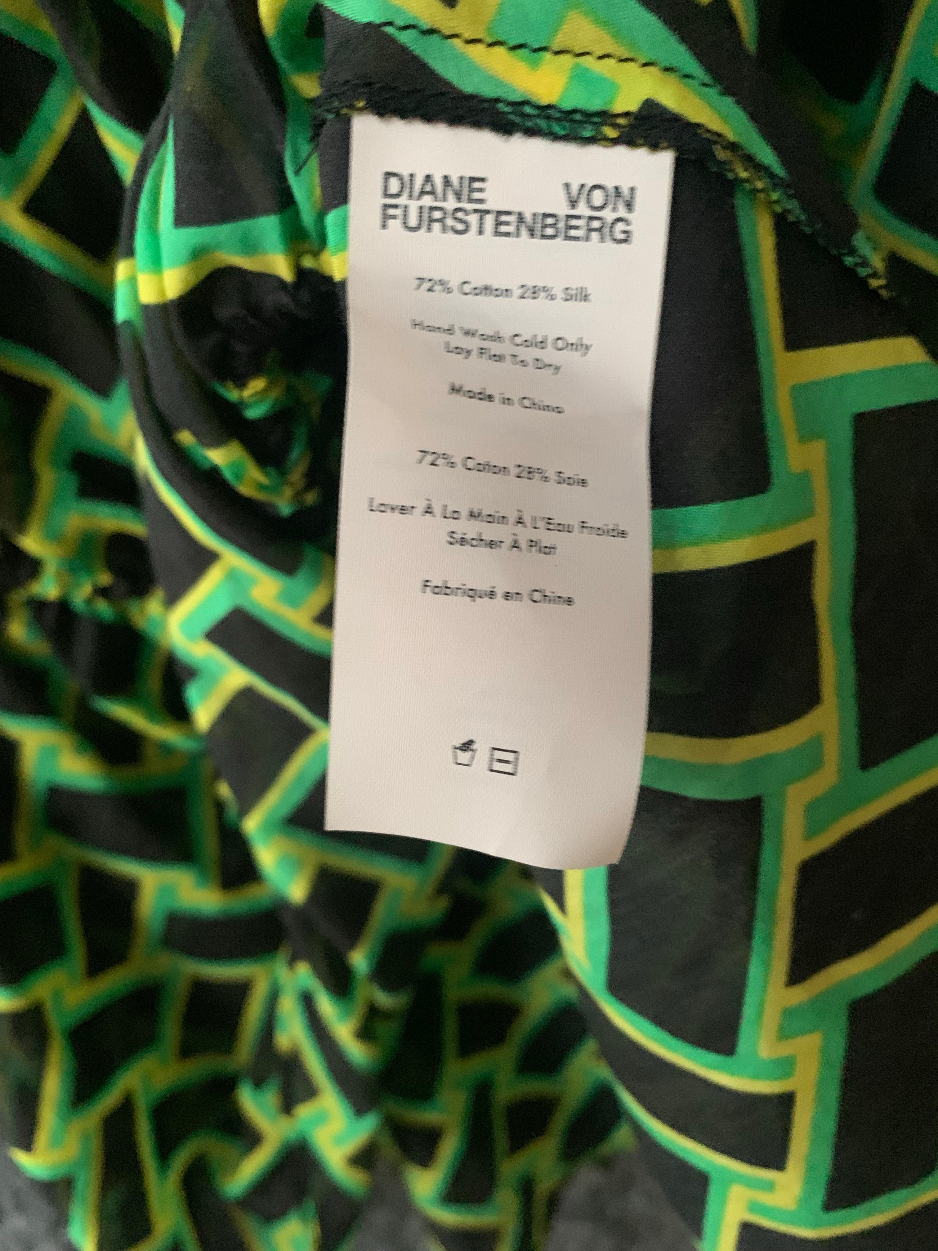 Diane Von Furstenberg DVF Silk Summer Gipsy Camila Finte Weave Daffodil Top - House Of Huntington