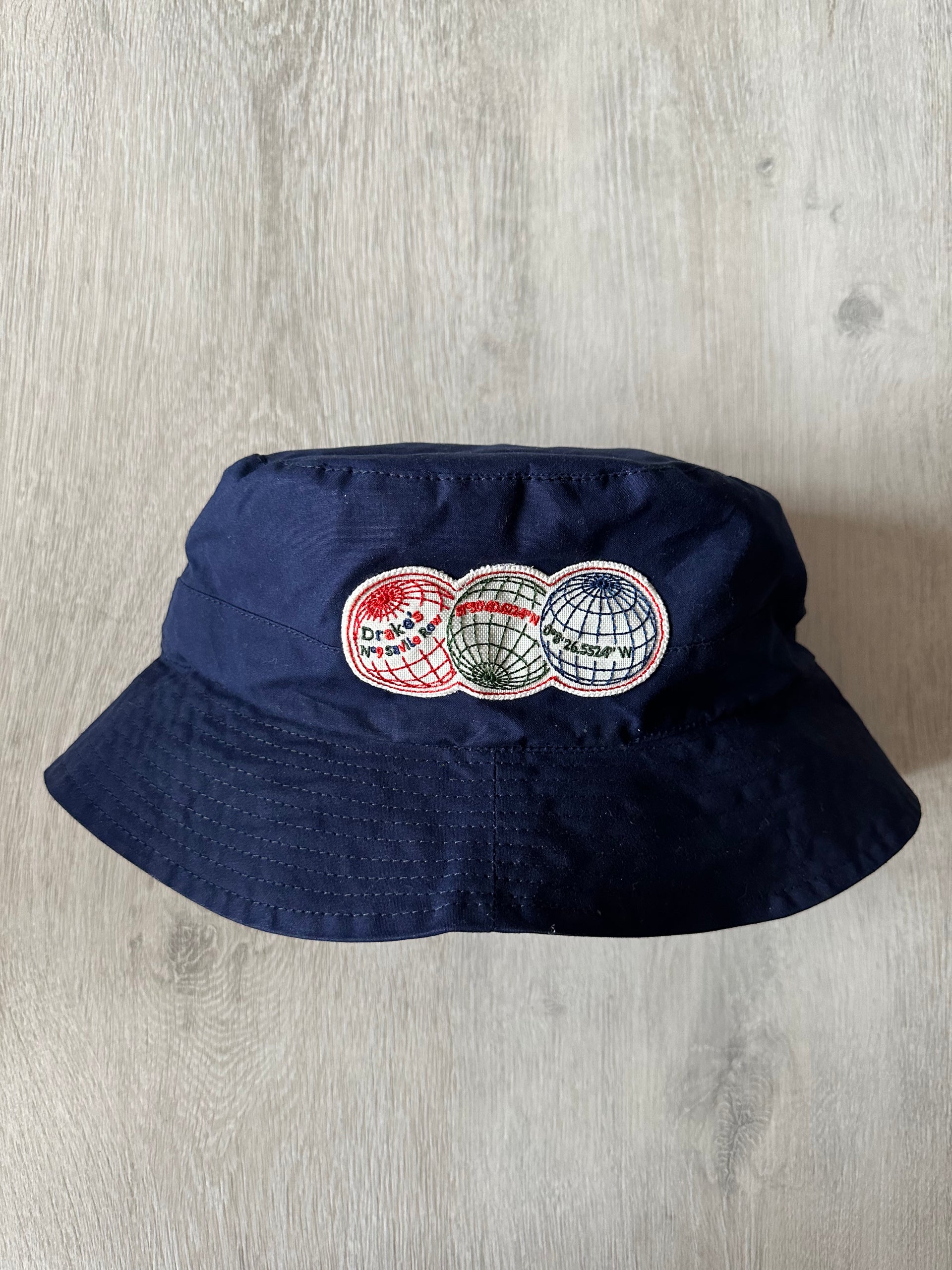 Drake's Navy Blue Waxed Cotton Bucket Hat