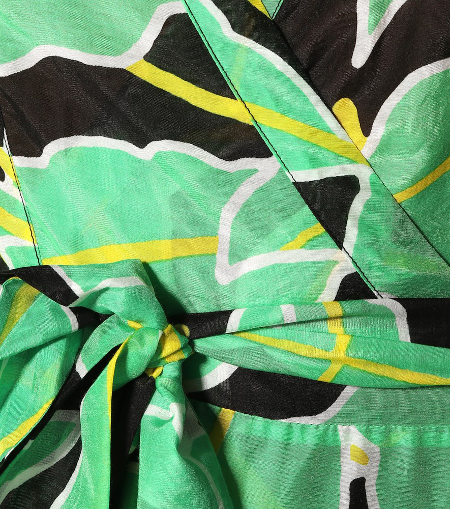 Diane Von Furstenberg DVF Wrap Dress In Windsor Floral Palm Green Print - House Of Huntington