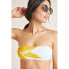 Vix Paula Hermanny White Yellow Palm Leaf Bandeau Bikini Top - House Of Huntington