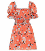 SELF-PORTRAIT Red Floral Smocked Prairie Milmaid Mini Dress - House Of Huntington