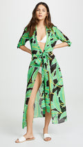 Diane Von Furstenberg DVF Wrap Dress In Windsor Floral Palm Green Print - House Of Huntington