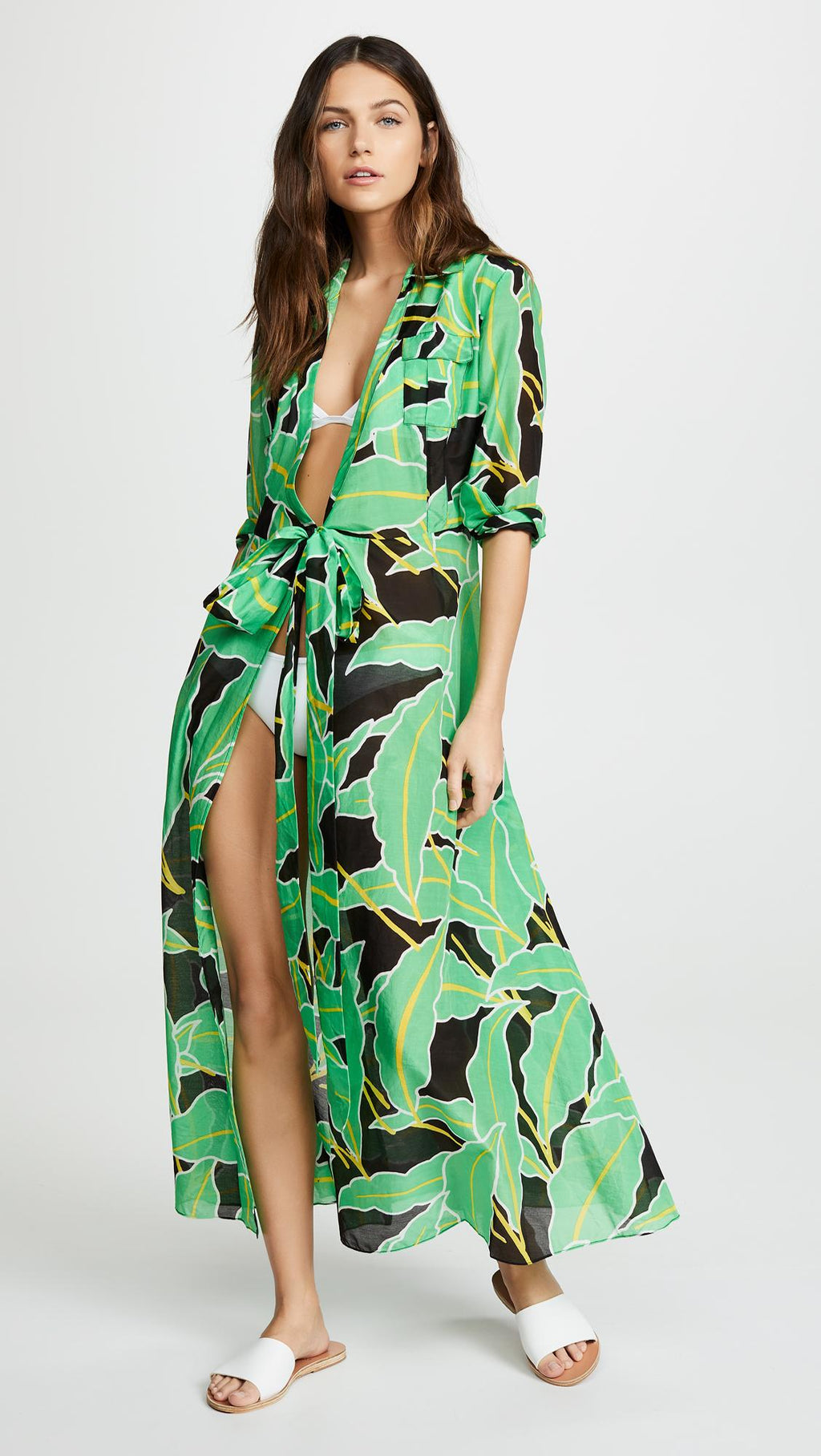 Diane Von Furstenberg DVF Wrap Dress In Windsor Floral Palm Green Print - House Of Huntington