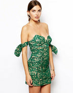 SELF-PORTRAIT Butterfly Guipure Lace Green Mini Cut Out Dress - House Of Huntington