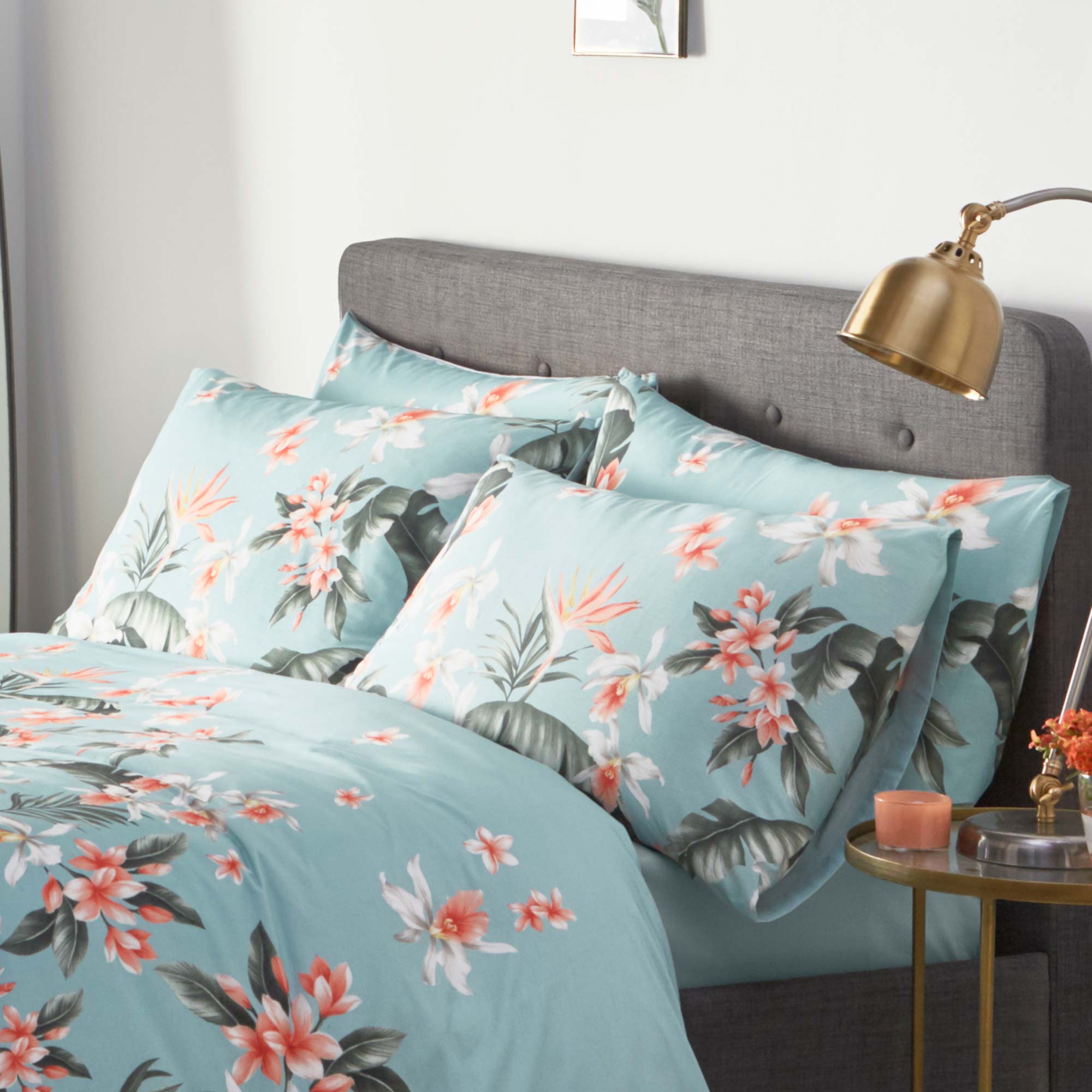 OASIS HOME Delray Blue Palm Tropical Leaf Duvet Set - House Of Huntington