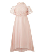 Coast Lyndsie Blush Pink Lace Embroidered Cold Shoulder Dress - House Of Huntington
