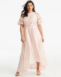 Coast Lyndsie Blush Pink Lace Embroidered Cold Shoulder Dress - House Of Huntington