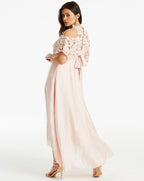 Coast Lyndsie Blush Pink Lace Embroidered Cold Shoulder Dress - House Of Huntington