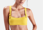 Solid & Striped The Evelyn Yellow Buckle Detail Bikini Top - House Of Huntington