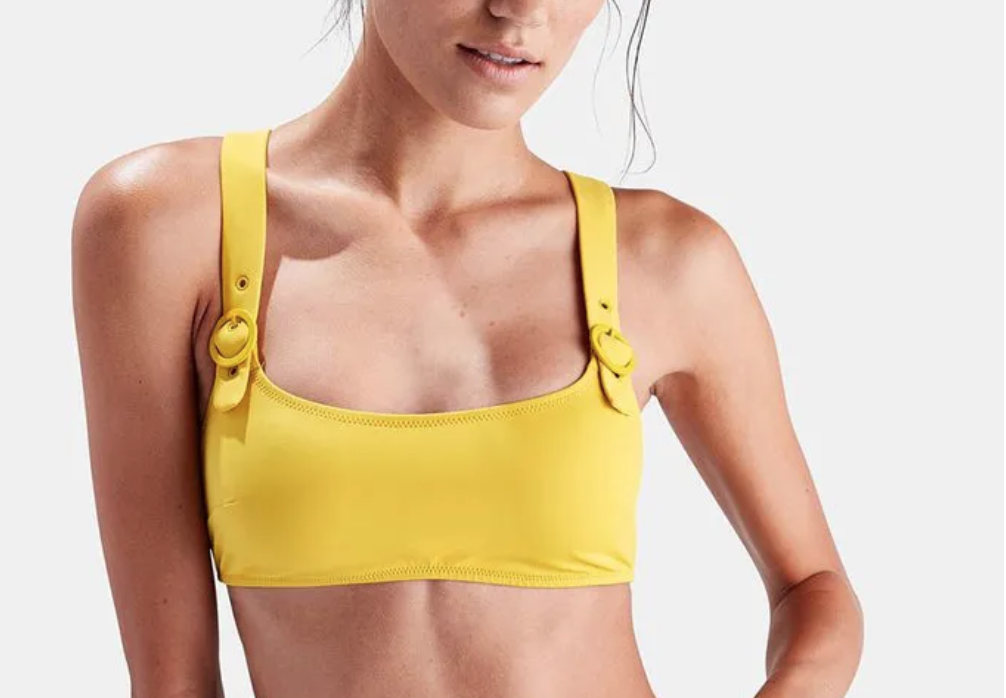 Solid & Striped The Evelyn Yellow Buckle Detail Bikini Top - House Of Huntington