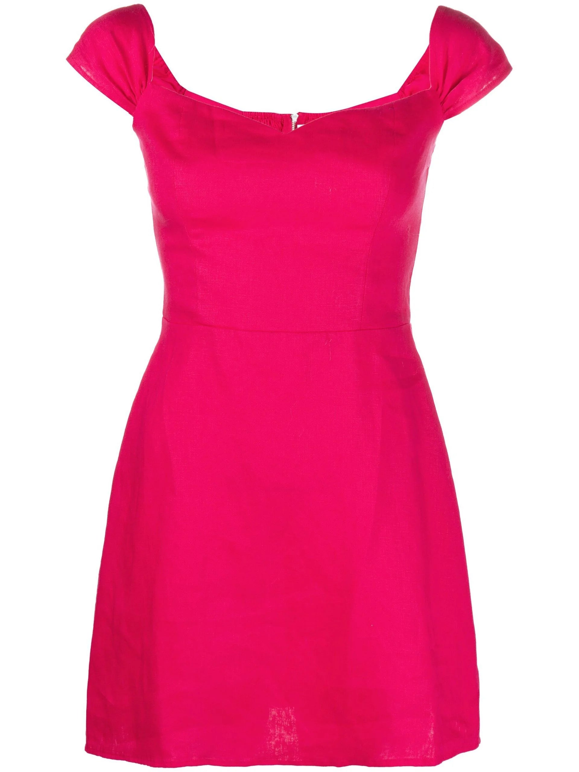 Reformation Pink Gavina Off The Shoulder Linen Mini Dress - House Of Huntington