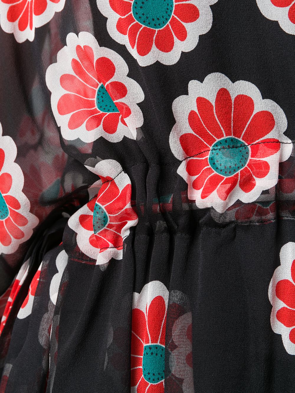 Diane Von Furstenberg DVF Beach Banded Kimono Blossom Red & Black Silk Dress - House Of Huntington