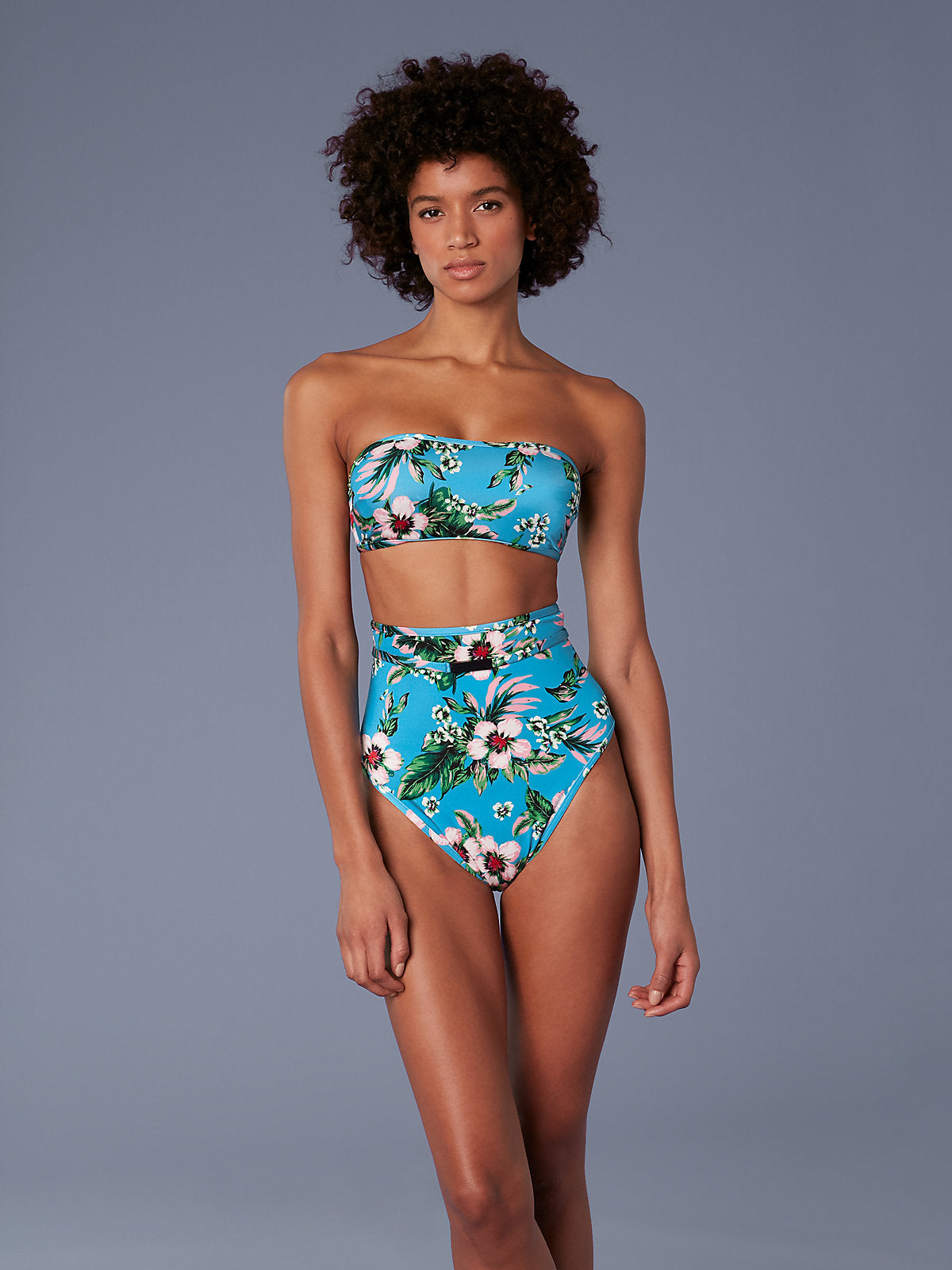 DVF WEST Straight Floral Bandeau Bikini Top