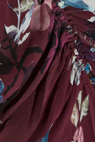 Nicholas Burgundy Floral Ruched Silk Asymmetric Skirt - House Of Huntington