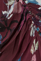 Nicholas Burgundy Floral Ruched Silk Asymmetric Skirt - House Of Huntington