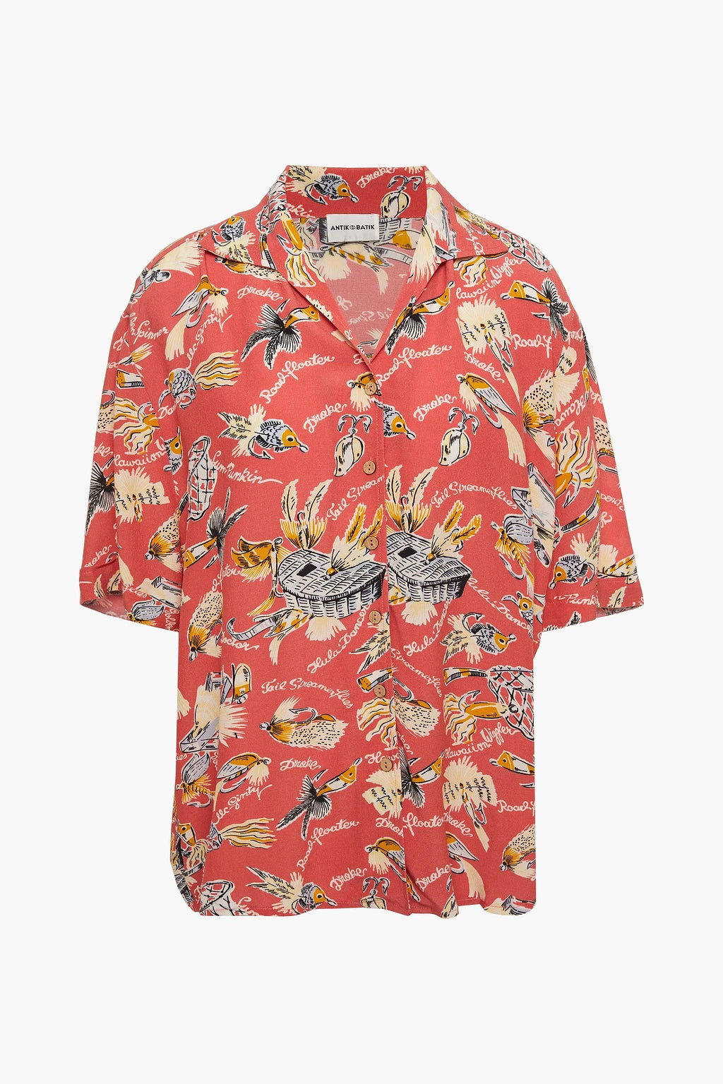 Antik Batik Hilo Blouse Red Hawaiian Fishing Shirt - House Of Huntington