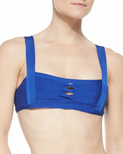 HERVE LEGER Milou Sapphire Blue Bandage Bikini Top - House Of Huntington